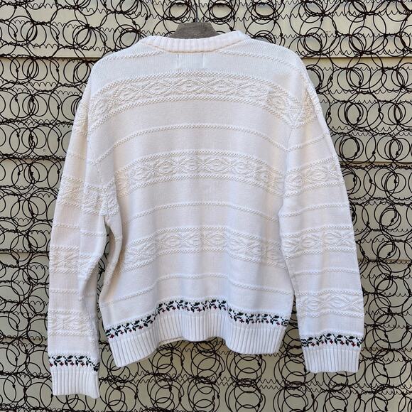 Vintage Cabelas's Birds on a Branch Blue Jays Holly Knit Cottagecore Sweater LG - Picture 4 of 6